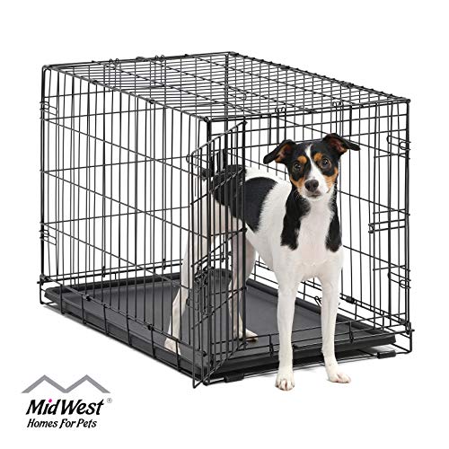 Product Cover Dog Crate | MidWest ICrate 30 Inch Folding Metal Dog Crate w/ Divider Panel,| Medium Dog, Black