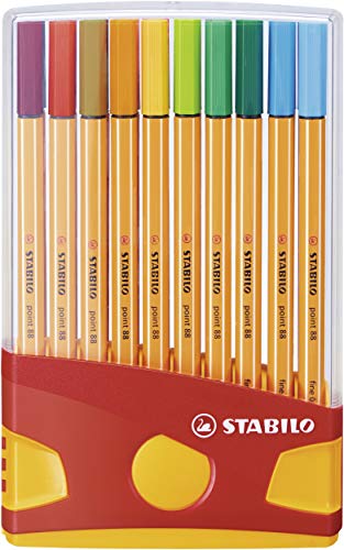 Product Cover Stabilo Point 88 Fineliner Pens, 0.4 mm - 20-Color Plastic Case Set