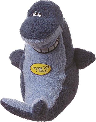 Product Cover Multipet Deedle Dude Singing Shark Plush Dog Toy, 8-Inch, Blue