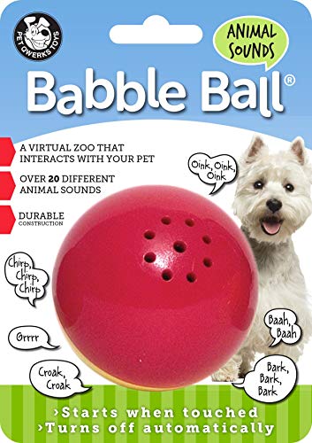 Product Cover Pet Qwerks Animal Sound Babble Ball Interactive Dog Toys - Flashing Motion Activated Electronic Talking Ball, Treat Toy That Makes Animal Noises - Avoids Boredom & Keeps Dogs Active | for Medium Dogs
