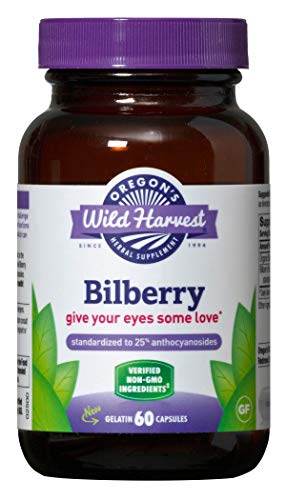 Product Cover Oregon's Wild Harvest Non-GMO Bilberry Capsules Herbal Supplements (Packaging May Vary), 60 Count