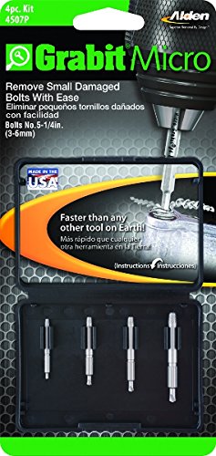 Product Cover Alden 4507P Grabit Micro Broken Bolt Extractor 4 Piece Kit - Small Bolt and Screw Remover - Made in the USA