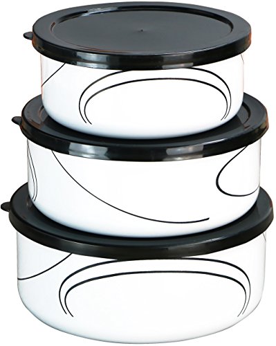 Product Cover Corelle Coordinates by Reston Lloyd 6-Piece Enamel on Steel Bowl/Storage Set, Simple Lines