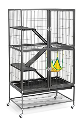 Product Cover Prevue Hendryx 485 Pet Products Feisty Ferret Home with Stand, Black Hammertone