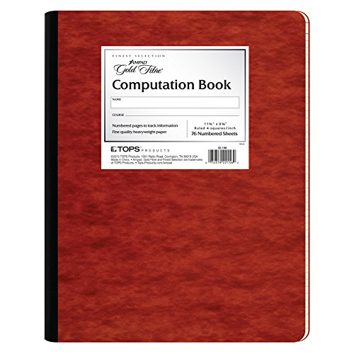 Product Cover Ampad Gold Fibre Computation Book, Red Cover, Ivory Paper, Letter Size, 4 Square Inch Rule, 76 Sheets, 1 Each (22-156)