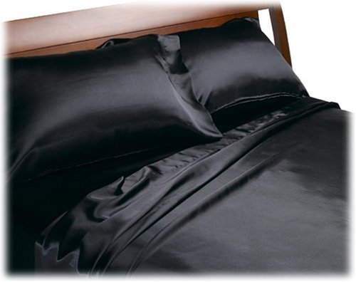 Product Cover Royal Opulence Divatex Home Fashions Satin Queen Sheet Set, Black