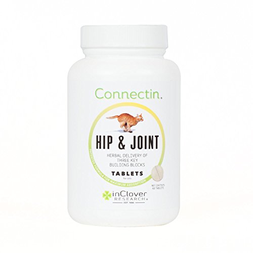 Product Cover In Clover Connectin Hip and Joint Tablet Supplement for Cats, Combines Glucosamine, Chondroitin and Hyaluronic Acid with Herbs, Patented and Clinically Tested to Work in 15 Days, 60 Count