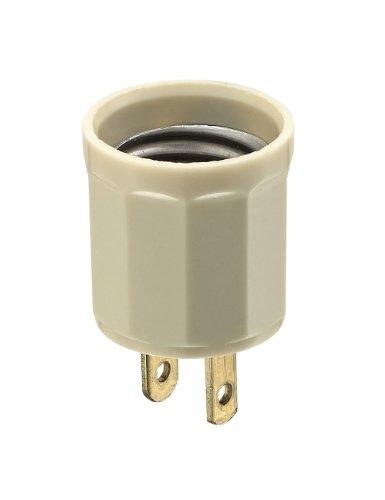 Product Cover Leviton 61-I Non-Grounded Lamp Holder Adapter, 660 W, 125 Vac, Medium Base, Ivory