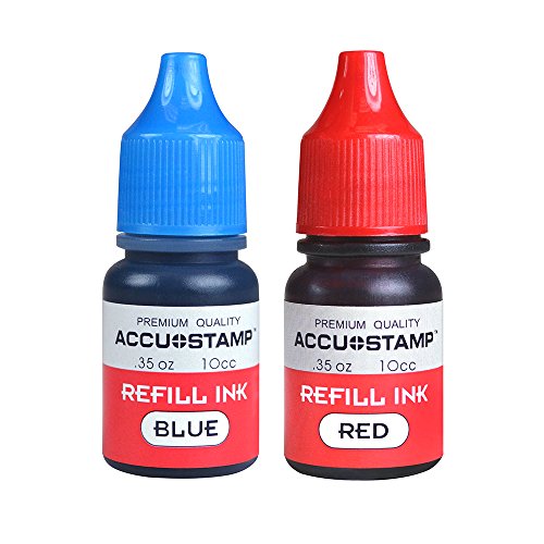 Product Cover ACCU-STAMP Ink Refill for Pre-Ink Stamps, Blue and Red, Pack of 2, .35oz/each (032958)