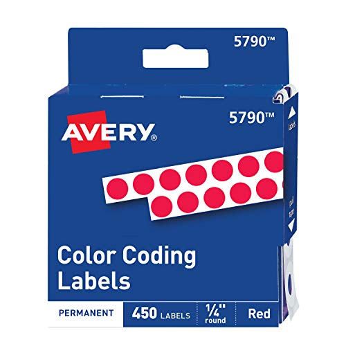 Product Cover Avery Permanent Color Coding Labels, 0.25 Inches, Round, Pack of 450 (5790)