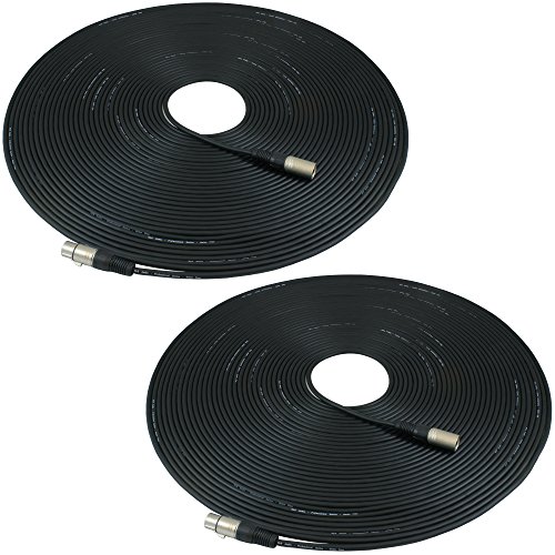 Product Cover GLS Audio 100ft Mic Cable Patch Cords - XLR Male to XLR Female Black Microphone Cables - 100' Balanced Mike Snake Cord - 2 Pack