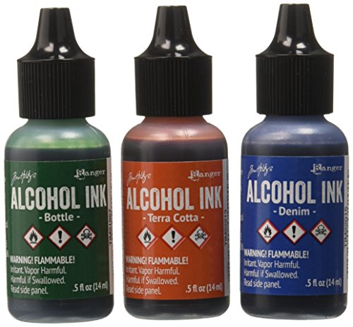 Product Cover Ranger Adirondack Alcohol Ink 1/2-Ounce, 3-Pack, Rustic Lodge, Bottle/Terra Cotta/Denim
