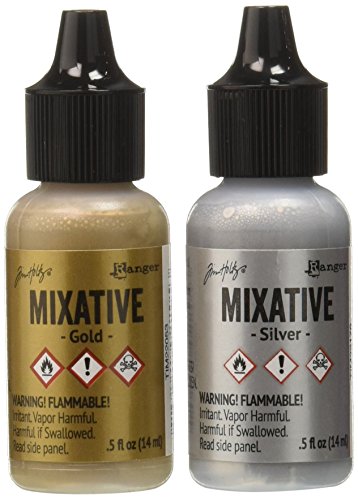 Product Cover Ranger TIM21247 Adirondack Alcohol Ink Metallic Mixatives 1/2-Ounce 2/Pkg, Gold and Silver
