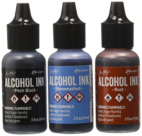 Product Cover Ranger Adirondack Alcohol Ink 1/2-Ounce 3/Pkg, Miners Lantern, Rust/Stonewash/Pitch Blk (AAI-20721)