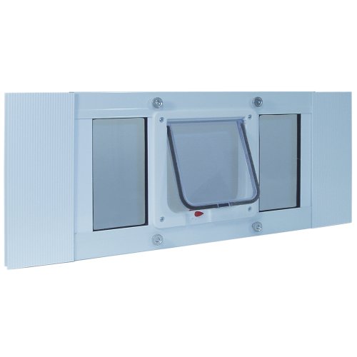 Product Cover Ideal Pet Products Aluminum Sash Window Pet Door, Adjustable Width 23