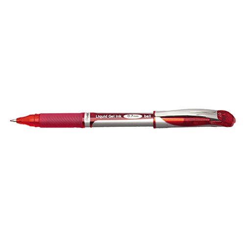 Product Cover Pentel ENER-GEL Deluxe Liquid Gel Pen, Medium Line, Metal Tip, Red Ink, Box of 12 (BL57-B)