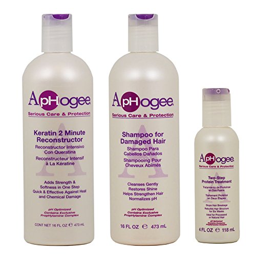 Product Cover Aphogee Keratin 2 Minute Reconstructor 16oz + Shampoo for Damaged Hair 16oz + Two-Step Protein Treatment 4oz