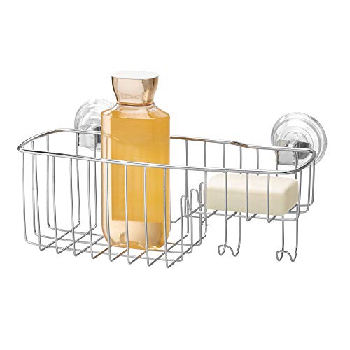 Product Cover InterDesign Reo Power Lock Suction Bathroom Shower Combo Caddy Basket for Shampoo, Conditioner, Soap - Stainless Steel