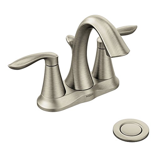 Product Cover Moen 6410BN Eva Two-Handle Centerset Bathroom Faucet with Drain Assembly, Brushed Nickel