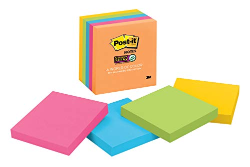 Product Cover Post-it Super Sticky Notes, 3 in x 3 in, Rio de Janeiro Collection, 5 Pads/Pack (654-5SSUC)