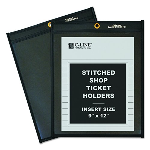 Product Cover C-Line Shop Ticket Holders, Stitched, One Side Clear, 9 x 12 Inches, 25 per Box (45912)