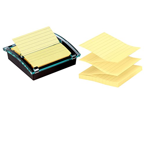 Product Cover Post-it Pop-up Notes Super Sticky DS440SSVP Pop-up Note Dispenser/Value Pack, 4 x 4 Self-Stick Notes, Black/Clear, Includes 4 Pads of Canary Yellow Notes