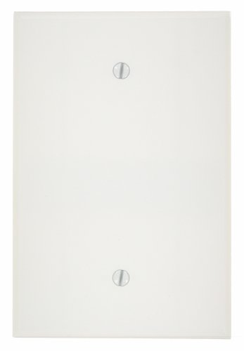 Product Cover Leviton 88114 002-000 1-Blank Oversized Wall Plate, 1 Gang, 5-1/4 in L X 3-1/2 in W 0.255 in T, Smooth, 1 Pack, White