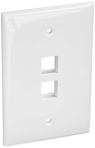Product Cover Leviton 41091-2WN QuickPort Midsize Wallplate, Single Gang, 2-Port, White