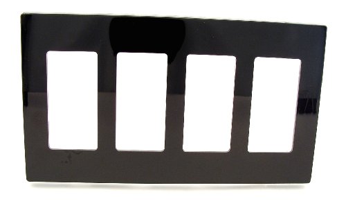 Product Cover Leviton 80312-SE 4-Gang Decora Plus Wallplate Screwless Snap-On Mount, Black