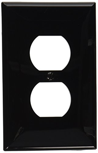 Product Cover Leviton PJ8-E 1-Gang Duplex Receptacle Wallplate, Midway Size, Black
