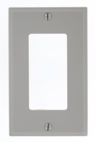 Product Cover Leviton 80401-NGY 1-Gang Decora/GFCI Device Wallplate, Standard Size, Thermoplastic Nylon, Device Mount, Gray