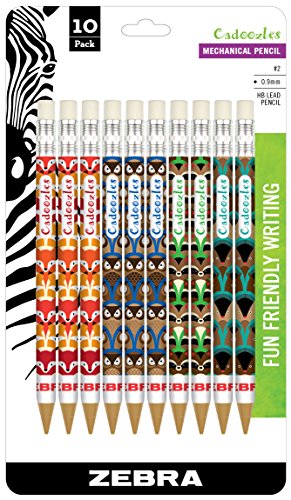Product Cover Zebra Cadoozles Mechanical Pencil, 0.9mm Point Size, Standard HB Lead, Assorted Woodlands Barrel Patterns, 10-Count