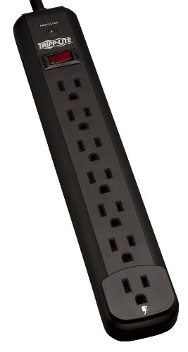 Product Cover Tripp Lite 7 Outlet Surge Protector Power Strip, Extra Long 12ft Cord, Black, & $25,000 Insurance (TLP712B)