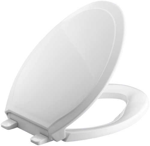 Product Cover KOHLER K-4734-0 Rutledge Elongated White Toilet Seat, With Grip-Tight Bumpers, Quiet-Close Seat, Quick-Release Hinges, Quick-Attach Hardware, No Slam Toilet Seat