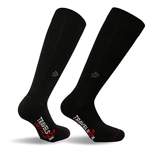 Product Cover Travelsox TSS6000 The Original Patented Graduated Compression Performance Travel & Dress Socks With DryStat OTC Pairs, Black, Large