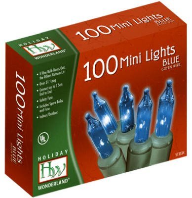 Product Cover Holiday Wonderland Christmas Light Set, Blue, 100 Mini Lights