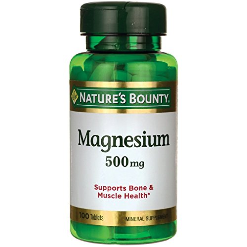 Product Cover Nature's Bounty Magnesium, 500 mg Coated Tablets, Mineral Supplement, Supports Bone and Muscle Health, Gluten Free, Vegetarian, 100 Count (Pack of 3)