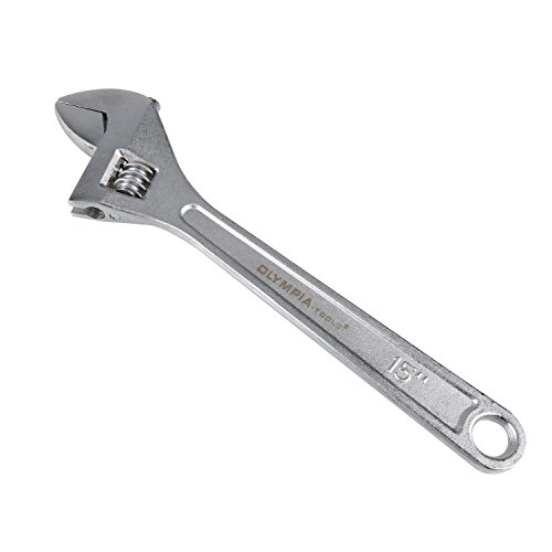 Product Cover Olympia Tool 01-015 15-Inch Adjustable Wrench,Hardened And Tempered Drop Forged, Chrome Plated And Fully Polished To Resist Corrosion