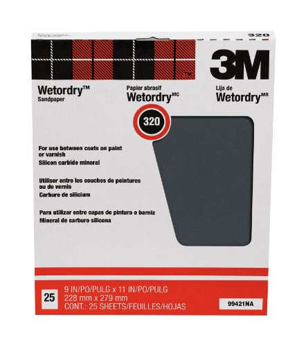 Product Cover 3M Pro-Pak Wetordry Between Finish Coats Sanding Sheets, 320A-Grit, 9-Inch by 11-Inch, 25-Pack