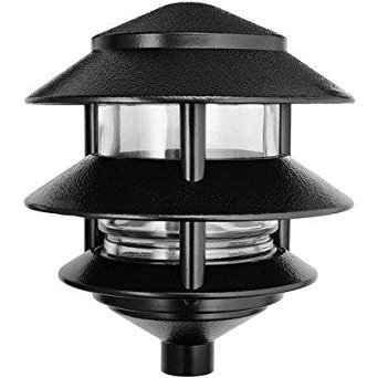 Product Cover RAB Lighting LL322B Incandescent 3 Tier Lawn Light, A-19 Type, 75W Power, 1220 Lumens, 120VAC, Black