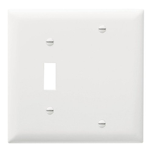 Product Cover Legrand-Pass & Seymour TP113W Pass & Seymour Tp113-W 2 Gang Wall Plate Toggle and Blank, White