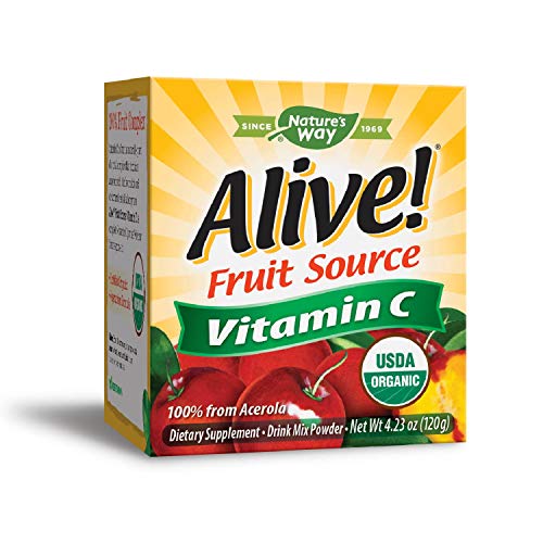 Product Cover Nature's Way Alive! Vitamin C Powder, USDA Organic, 100% from Acerola, Kiwi, Lycium (Goji) Amla, Vegetarian, 4.23 oz.