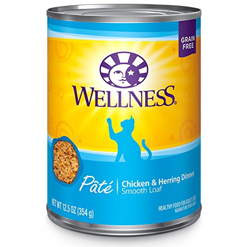 Product Cover Wellness Natural Grain Free Wet Canned Cat Food, Chicken & Herring Pate, 12.5-Ounce Can - Pack Of 12