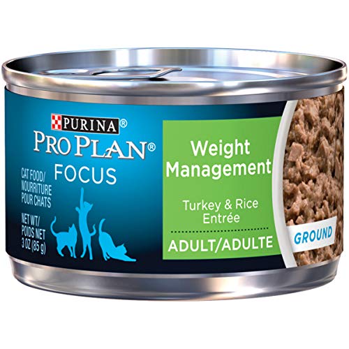 Product Cover Purina Pro Plan Weight Control Pate Wet Cat Food, FOCUS Weight Management Turkey & Rice Entree - (24) 3 oz. Pull-Top Cans