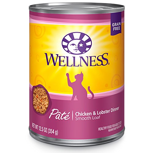 Product Cover Wellness Natural Grain Free Wet Canned Cat Food, Chicken & Lobster Pate, 12.5-Ounce Can (Pack Of 12)