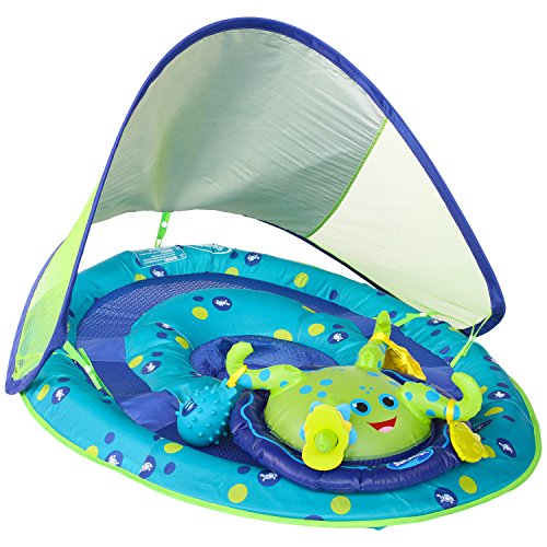 Product Cover SwimWays Baby Spring Float Activity Center with Canopy - Inflatable Float for Children with Interactive Toys and UPF Sun Protection - Blue/Green Octopus