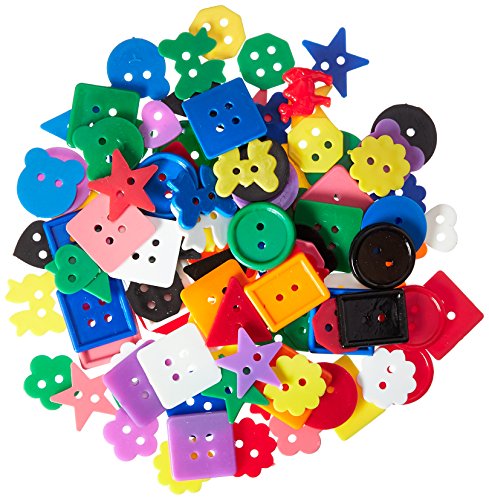 Product Cover Darice Plastic Kids Buttons, Assorted Colors, Shapes & Sizes. 6oz.(170g)