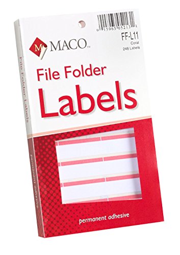 Product Cover MACO Coral File Folder Labels, 9/16 x 3-7/16 Inches, 248 Per Box (FF-L11)