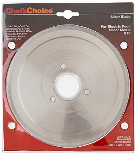 Product Cover Chef'sChoice S610001 S610012 Multi-Purpose Non-Serrated Blade for Models 607, 607E, 609, 609E, 610, 6102, 615, 615A Food Slicer, 7-inch, Silver