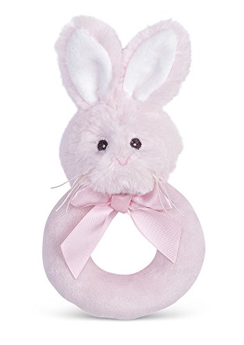 Product Cover Bearington Baby Lil' Bunny Pink Plush Stuffed Animal Soft Ring Rattle, 5.5